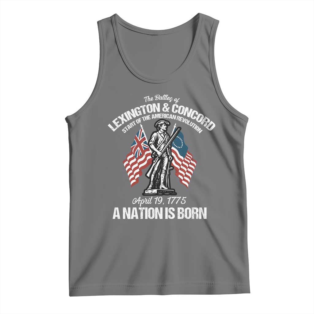 Battle of Lexington and Concord Tank Top American Revolution April 19 1775 Patriotic TS02 Black Heather Print Your Wear