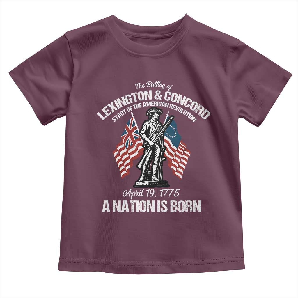 Battle of Lexington and Concord Toddler T Shirt American Revolution April 19 1775 Patriotic TS02 Maroon Print Your Wear
