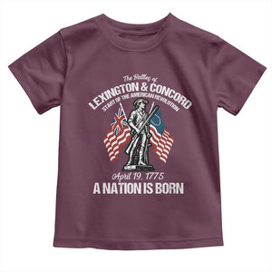 Battle of Lexington and Concord Toddler T Shirt American Revolution April 19 1775 Patriotic TS02 Maroon Print Your Wear