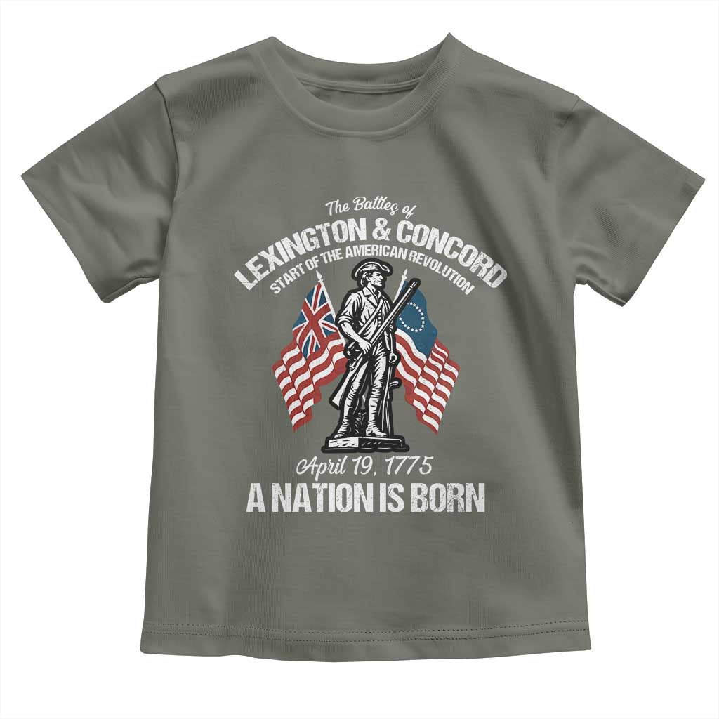 Battle of Lexington and Concord Toddler T Shirt American Revolution April 19 1775 Patriotic TS02 Military Green Print Your Wear
