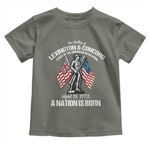 Battle of Lexington and Concord Toddler T Shirt American Revolution April 19 1775 Patriotic TS02 Military Green Print Your Wear