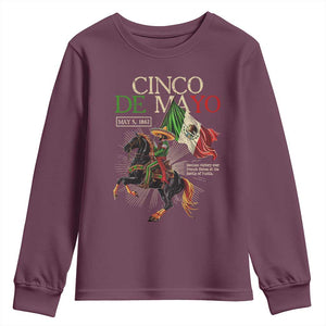Battle of Puebla Cinco De Mayo Youth Sweatshirt May 5 1862 Mexican History TS10 Maroon Print Your Wear