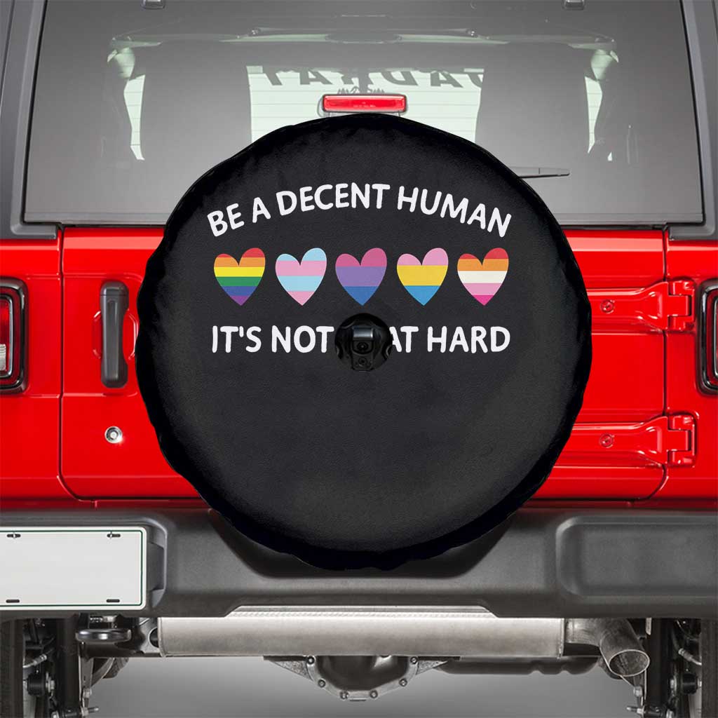 Be A Decent Human It's Not That Hard Spare Tire Cover LGBT Heart Retro Human Rights TS10 Black Print Your Wear