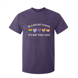 Be A Decent Human It's Not That Hard T Shirt For Kid LGBT Heart Retro Human Rights TS10 Purple Print Your Wear