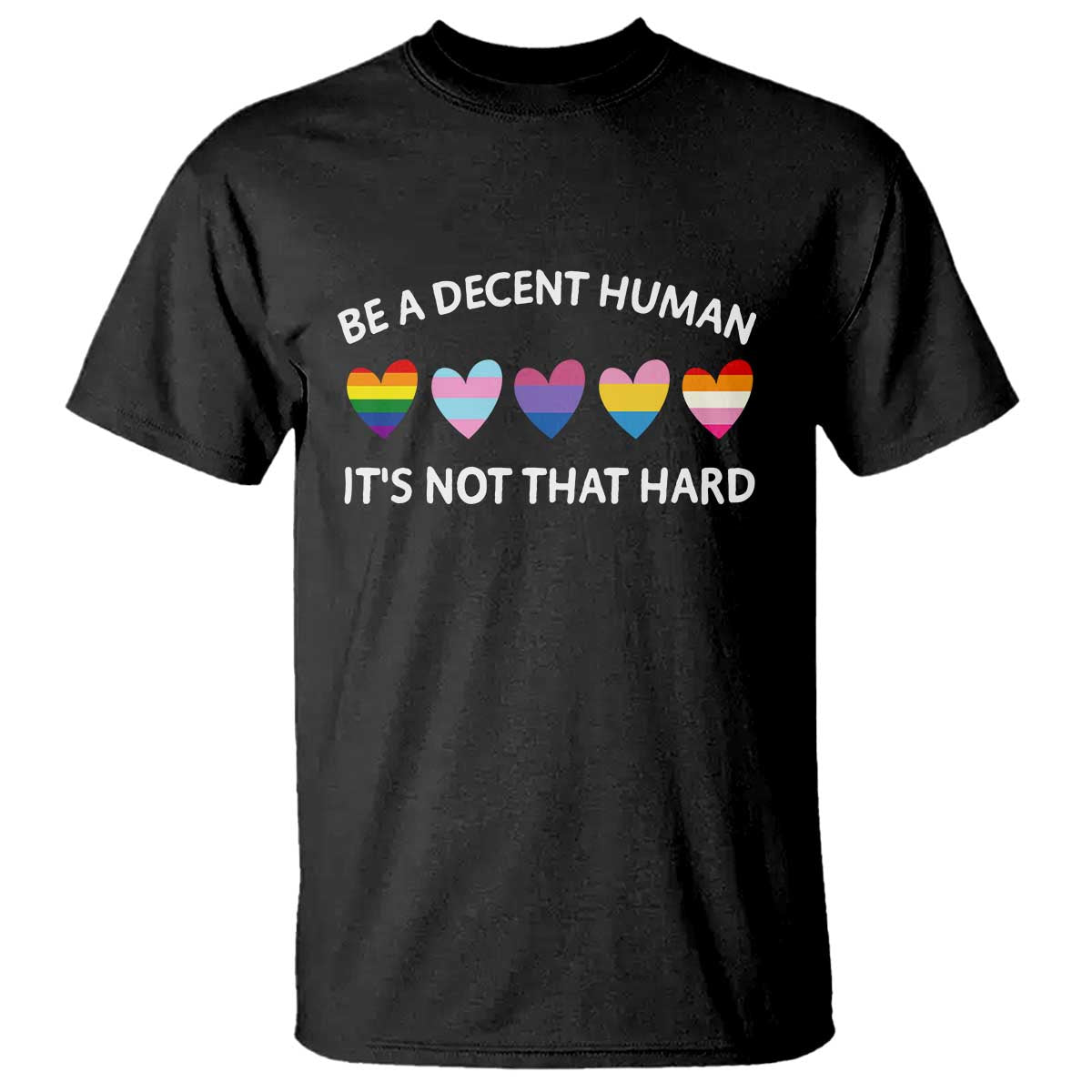 Be A Decent Human It's Not That Hard T Shirt LGBT Heart Retro Human Rights TS10 Black Print Your Wear