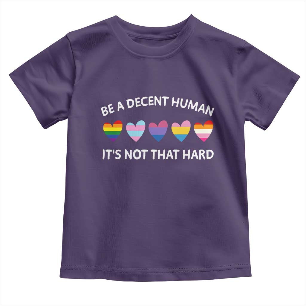 Be A Decent Human It's Not That Hard Toddler T Shirt LGBT Heart Retro Human Rights TS10 Purple Print Your Wear
