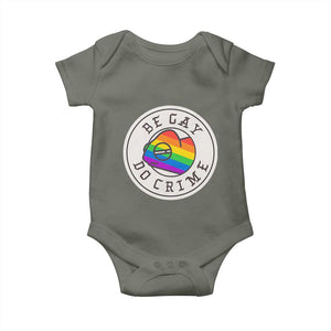 Be Gay Do Crime Rainbow Chameleon LGBTQ Pride Flag Baby Onesie TS10 Military Green Print Your Wear