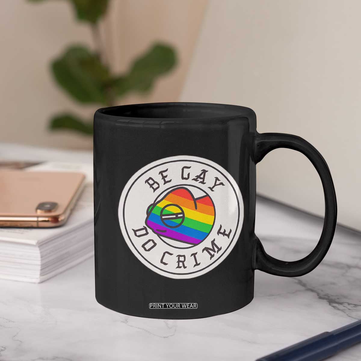 Be Gay Do Crime Rainbow Chameleon LGBTQ Pride Flag Coffee Mug TS10 Print Your Wear