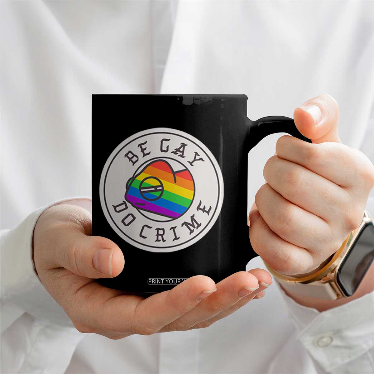 Be Gay Do Crime Rainbow Chameleon LGBTQ Pride Flag Coffee Mug TS10 Print Your Wear
