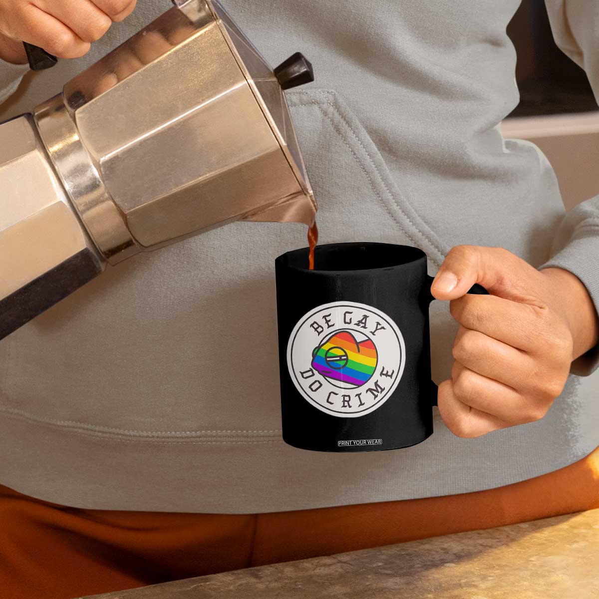 Be Gay Do Crime Rainbow Chameleon LGBTQ Pride Flag Coffee Mug TS10 Print Your Wear