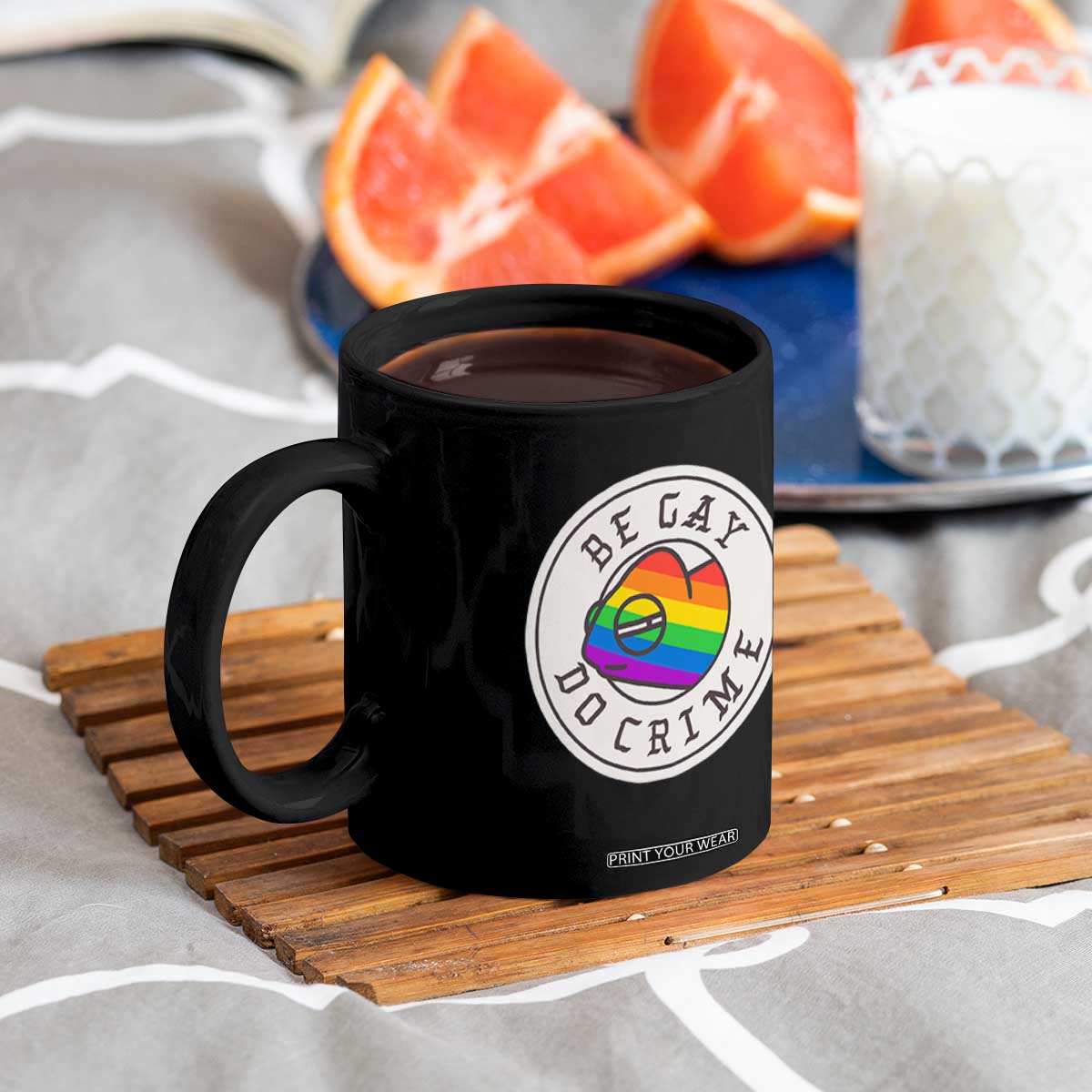 Be Gay Do Crime Rainbow Chameleon LGBTQ Pride Flag Coffee Mug TS10 Print Your Wear