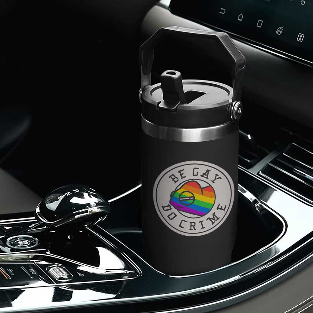 Be Gay Do Crime Rainbow Chameleon LGBTQ Pride Flag Flip Straw Tumbler TS10 Print Your Wear