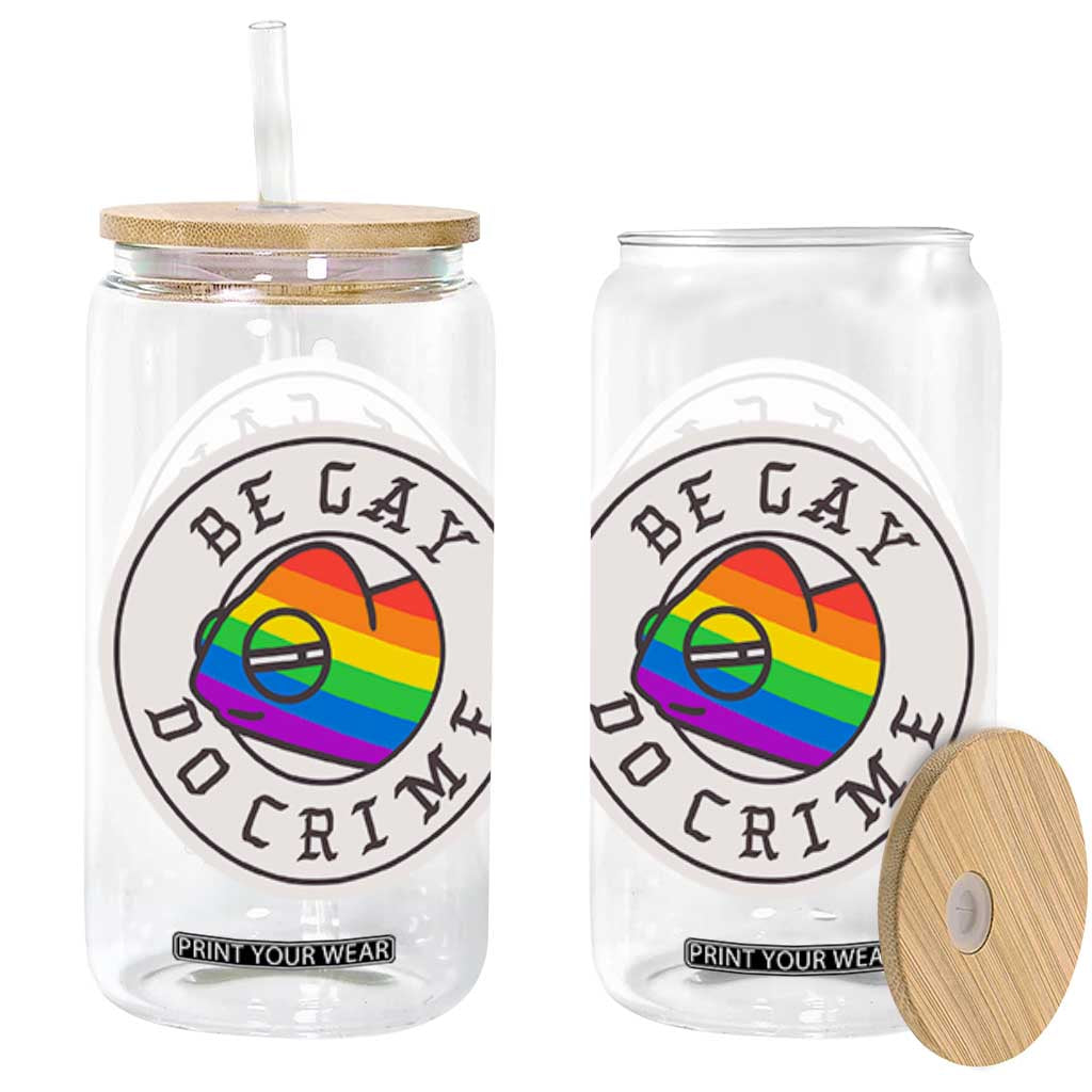 Be Gay Do Crime Rainbow Chameleon LGBTQ Pride Flag Glass Can TS10 Black Print Your Wear