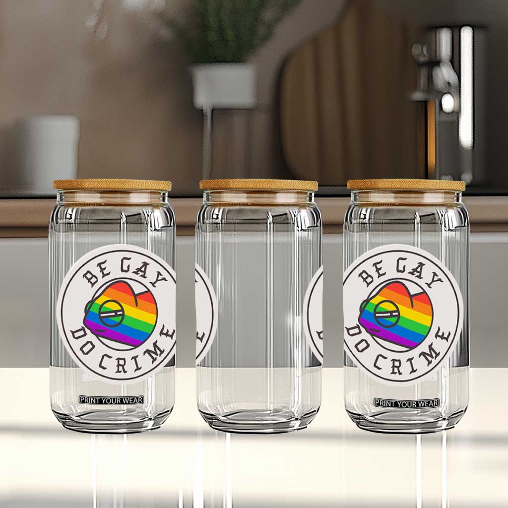Be Gay Do Crime Rainbow Chameleon LGBTQ Pride Flag Glass Can TS10 Print Your Wear