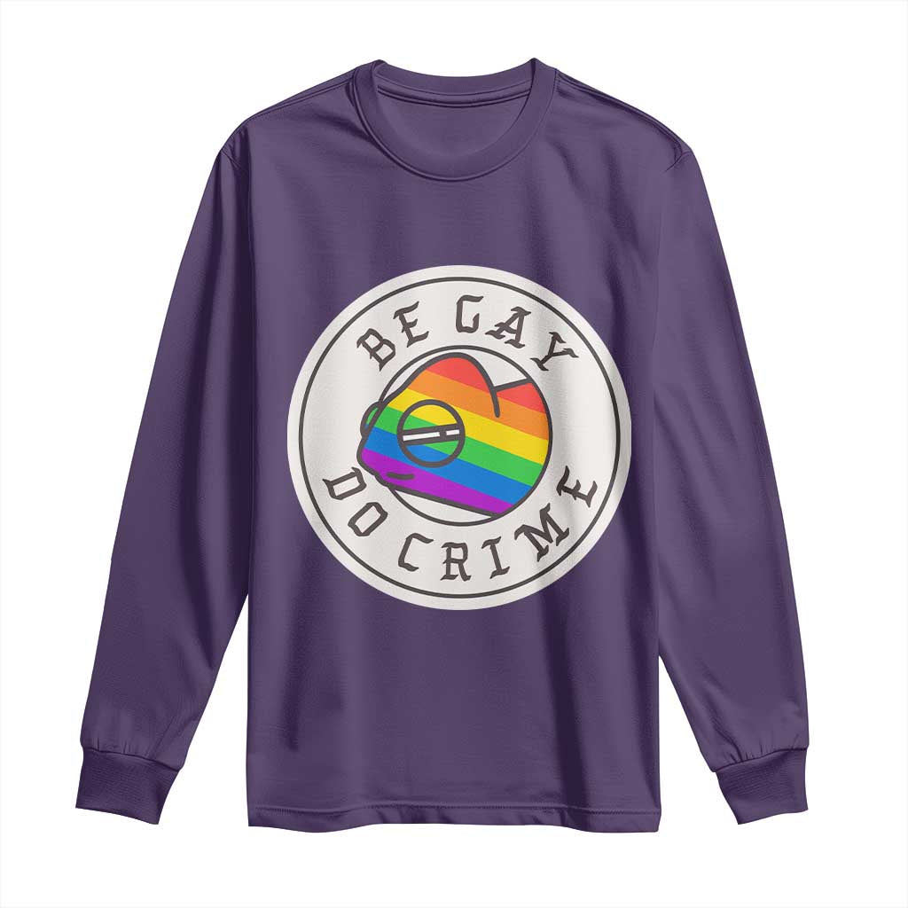 Be Gay Do Crime Rainbow Chameleon LGBTQ Pride Flag Long Sleeve Shirt TS10 Purple Print Your Wear