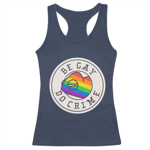 Be Gay Do Crime Rainbow Chameleon LGBTQ Pride Flag Racerback Tank Top TS10 Navy Print Your Wear