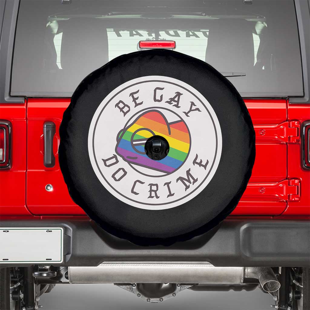 Be Gay Do Crime Rainbow Chameleon LGBTQ Pride Flag Spare Tire Cover TS10 Black Print Your Wear