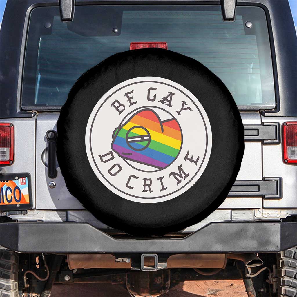 Be Gay Do Crime Rainbow Chameleon LGBTQ Pride Flag Spare Tire Cover TS10 No hole Black Print Your Wear