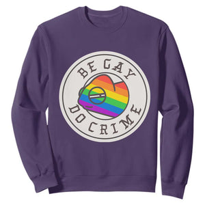 Be Gay Do Crime Rainbow Chameleon LGBTQ Pride Flag Sweatshirt TS10 Purple Print Your Wear