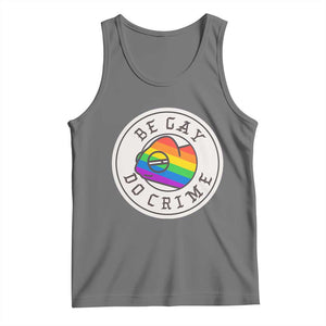 Be Gay Do Crime Rainbow Chameleon LGBTQ Pride Flag Tank Top TS10 Black Heather Print Your Wear