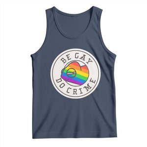 Be Gay Do Crime Rainbow Chameleon LGBTQ Pride Flag Tank Top TS10 Navy Print Your Wear