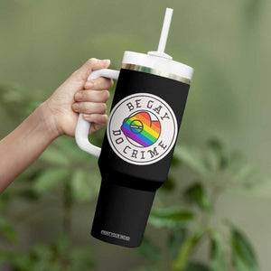Be Gay Do Crime Rainbow Chameleon LGBTQ Pride Flag Tumbler With Handle TS10 Print Your Wear
