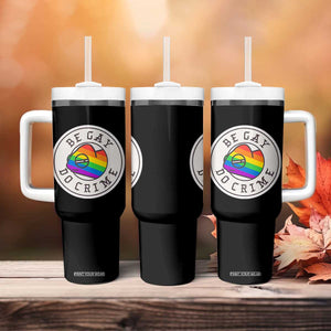 Be Gay Do Crime Rainbow Chameleon LGBTQ Pride Flag Tumbler With Handle TS10 Print Your Wear