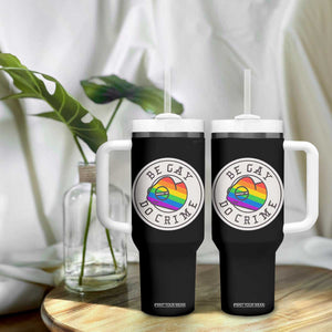 Be Gay Do Crime Rainbow Chameleon LGBTQ Pride Flag Tumbler With Handle TS10 Print Your Wear