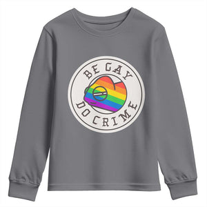 Be Gay Do Crime Rainbow Chameleon LGBTQ Pride Flag Youth Sweatshirt TS10 Charcoal Print Your Wear