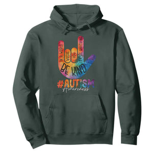 Be Kind ASL Autism Awareness Hoodie Love Sign Language Hand Tie Dye TS10 Dark Forest Green Print Your Wear