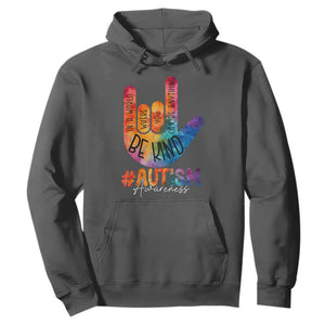 Be Kind ASL Autism Awareness Hoodie Love Sign Language Hand Tie Dye TS10 Dark Heather Print Your Wear