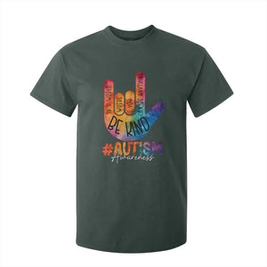 Be Kind ASL Autism Awareness T Shirt For Kid Love Sign Language Hand Tie Dye TS10 Dark Forest Green Print Your Wear