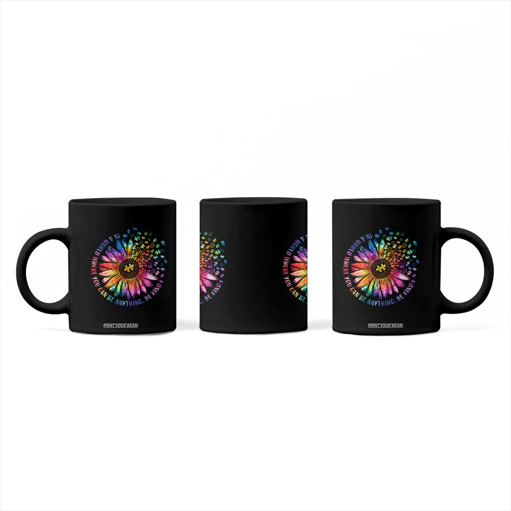 Be Kind Autism Awareness Coffee Mug Kindness Sunflower Tie Dye Puzzle TS02 Print Your Wear