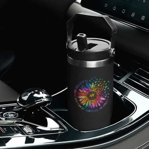 Be Kind Autism Awareness Flip Straw Tumbler Kindness Sunflower Tie Dye Puzzle TS02 Print Your Wear