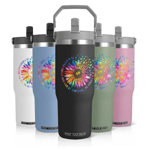 Be Kind Autism Awareness Flip Straw Tumbler Kindness Sunflower Tie Dye Puzzle TS02 Print Your Wear