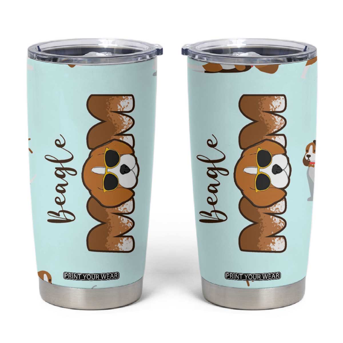 Beagle Dog Mom Tumbler Cup Funny Dog Lover Mothers Day Gifts TB10 Blue Print Your Wear