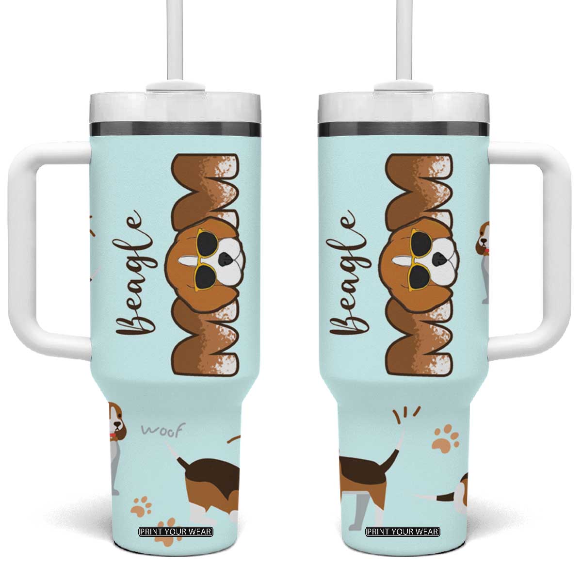 Beagle Dog Mom Tumbler With Handle Funny Dog Lover Mothers Day Gifts TB10 One Size: 40 oz Blue Print Your Wear