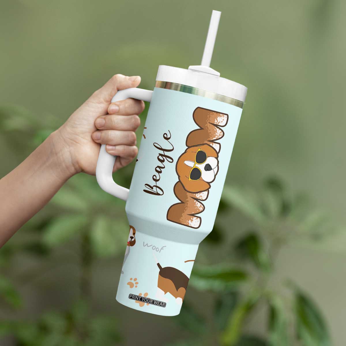 Beagle Dog Mom Tumbler With Handle Funny Dog Lover Mothers Day Gifts TB10 Print Your Wear