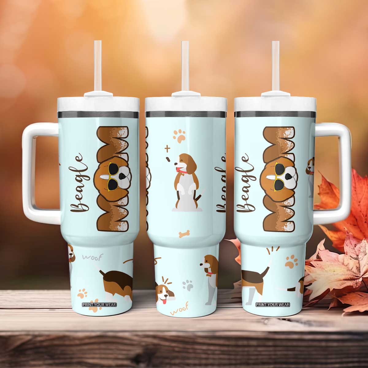 Beagle Dog Mom Tumbler With Handle Funny Dog Lover Mothers Day Gifts TB10 Print Your Wear