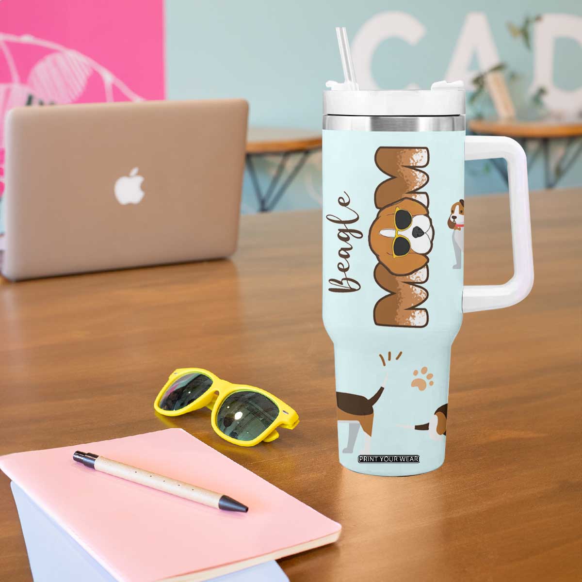 Beagle Dog Mom Tumbler With Handle Funny Dog Lover Mothers Day Gifts TB10 Print Your Wear