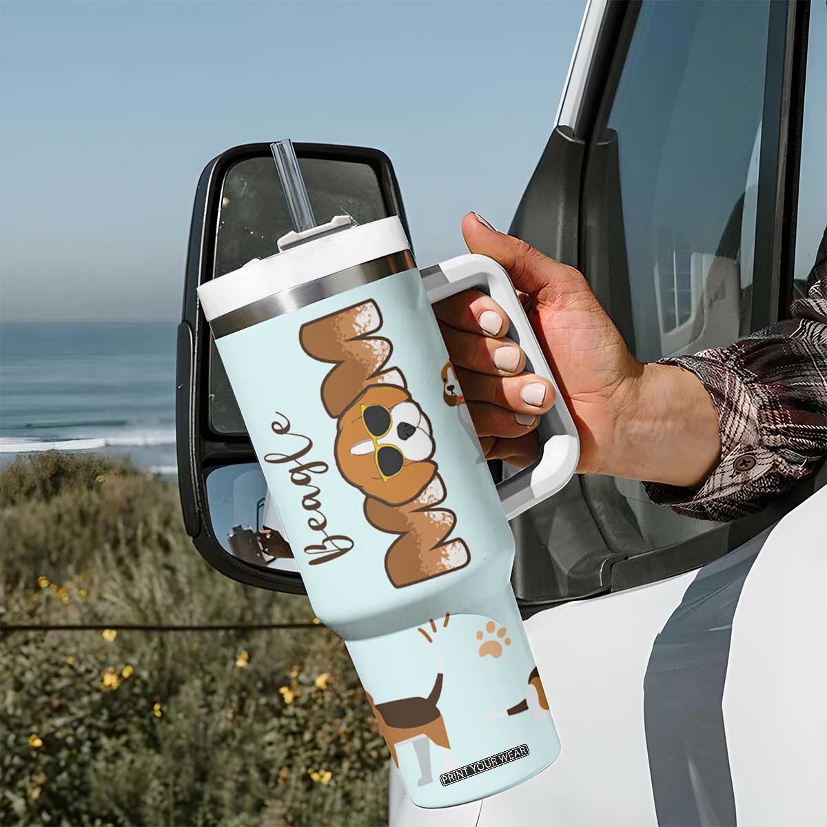 Beagle Dog Mom Tumbler With Handle Funny Dog Lover Mothers Day Gifts TB10 Print Your Wear