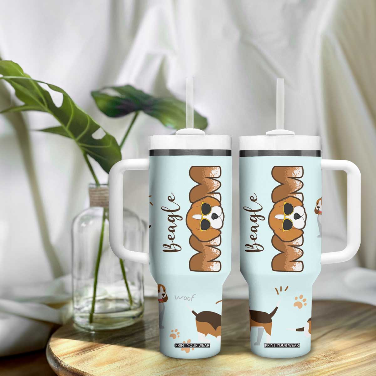 Beagle Dog Mom Tumbler With Handle Funny Dog Lover Mothers Day Gifts TB10 Print Your Wear