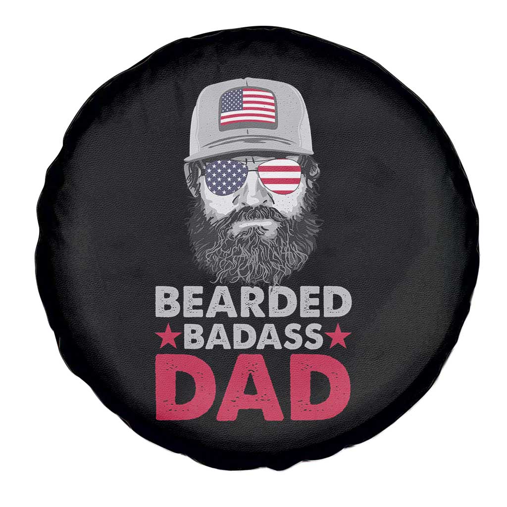 Bearded Badass American Dad Spare Tire Cover Funny 4th July US for Men TS02 Print Your Wear
