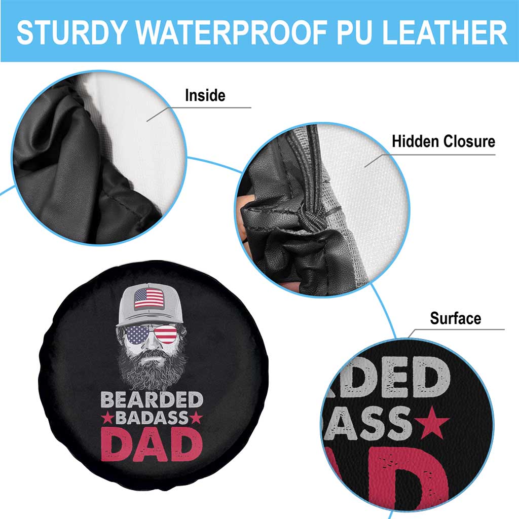 Bearded Badass American Dad Spare Tire Cover Funny 4th July US for Men TS02 Print Your Wear