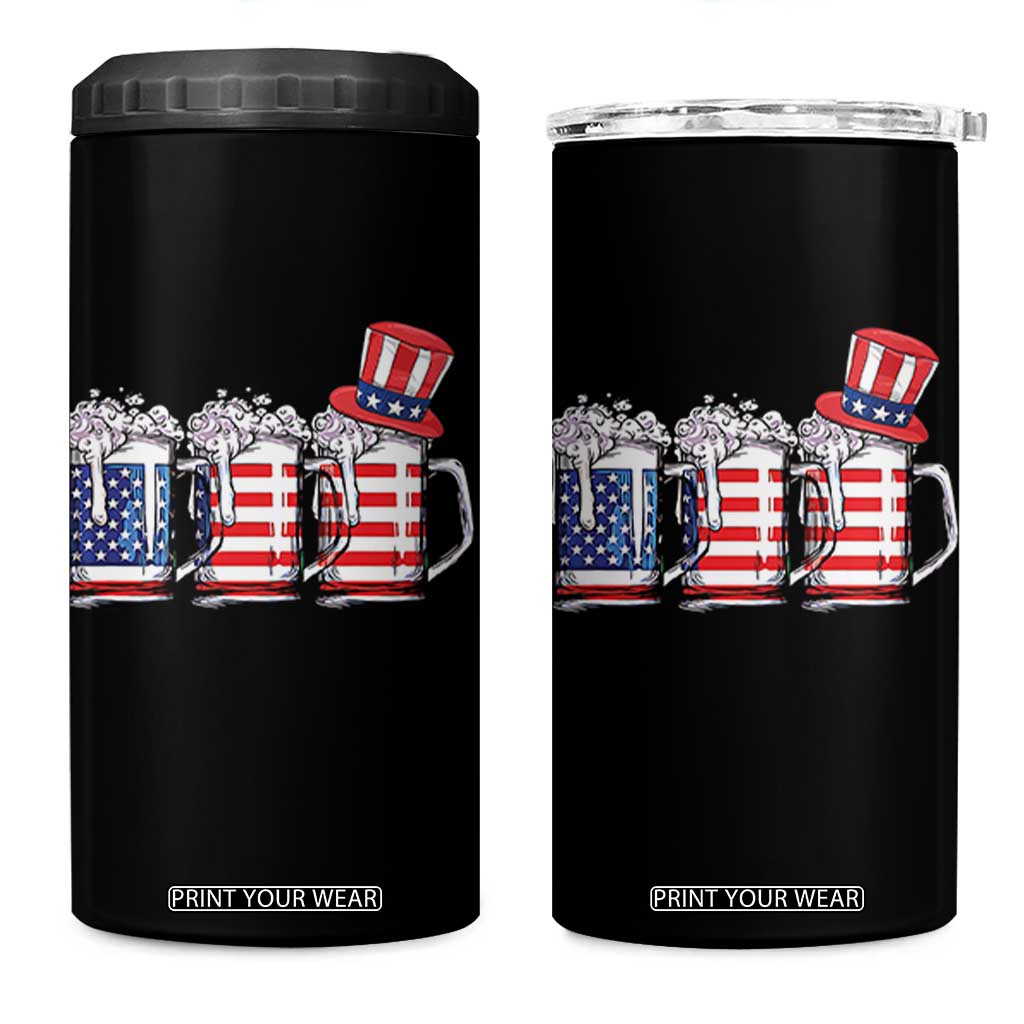 Beer American Flag 4th of July 4 in 1 Can Cooler Tumbler Merica Drinking USA TS10 One Size: 16 oz Black Print Your Wear