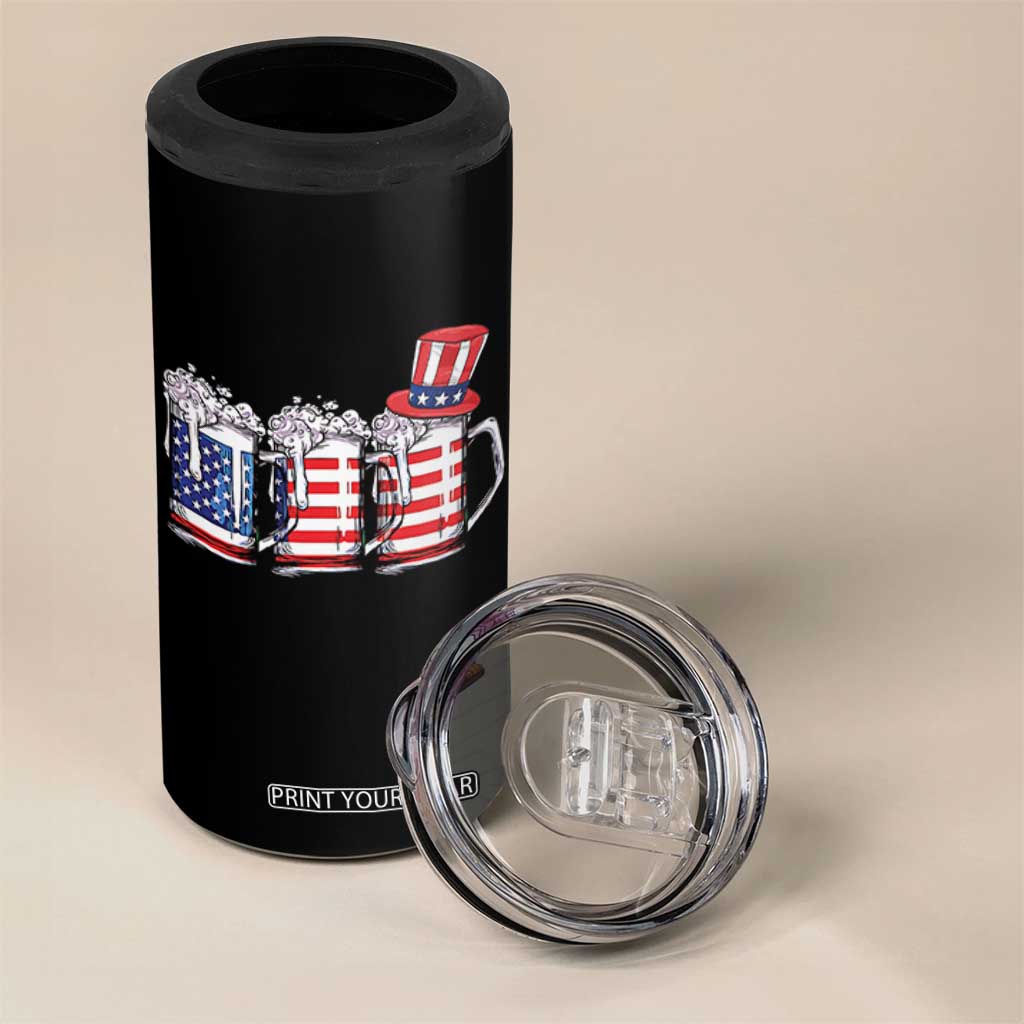 Beer American Flag 4th of July 4 in 1 Can Cooler Tumbler Merica Drinking USA TS10 Print Your Wear