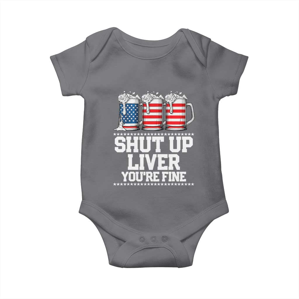 Beer American Flag 4th of July Baby Onesie Merica Drinking USA Shut Up Liver You Are Fine TS10 Charcoal Print Your Wear