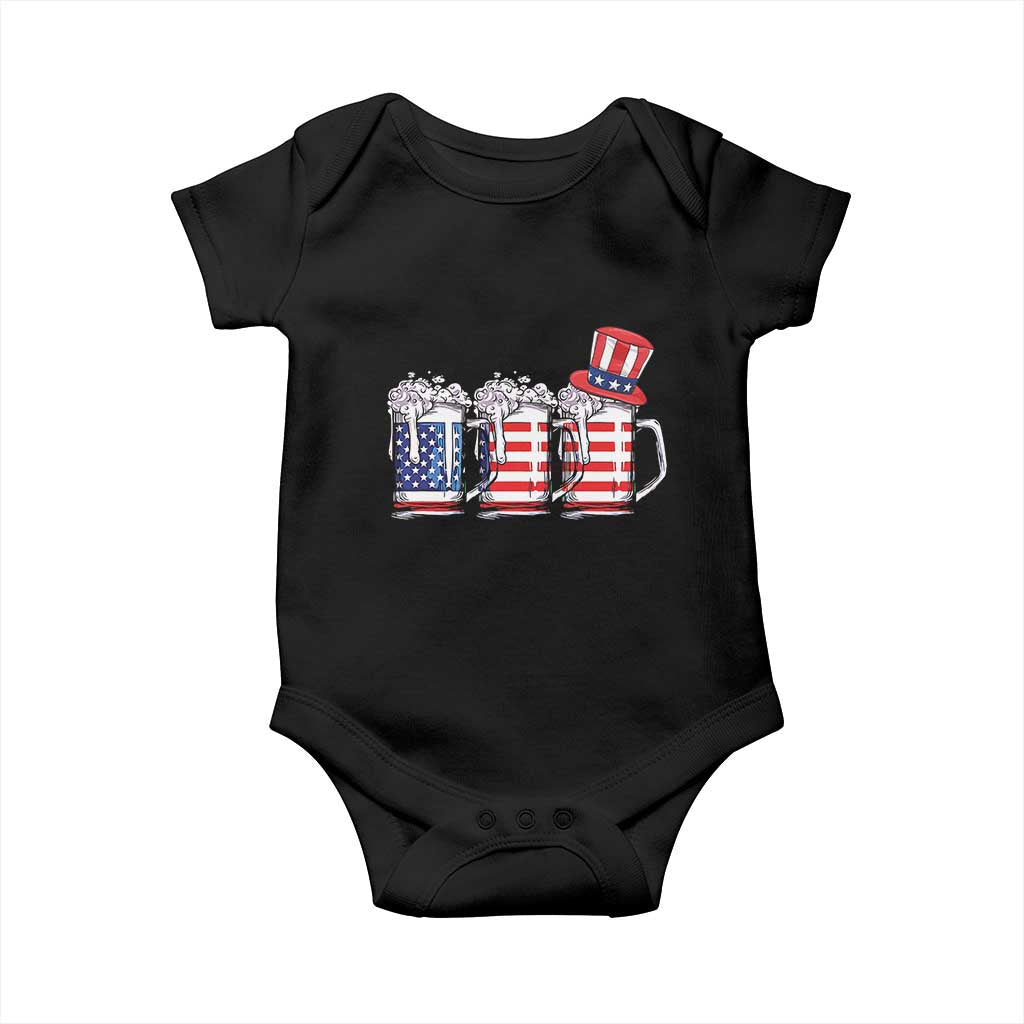 Beer American Flag 4th of July Baby Onesie Merica Drinking USA TS10 Black Print Your Wear