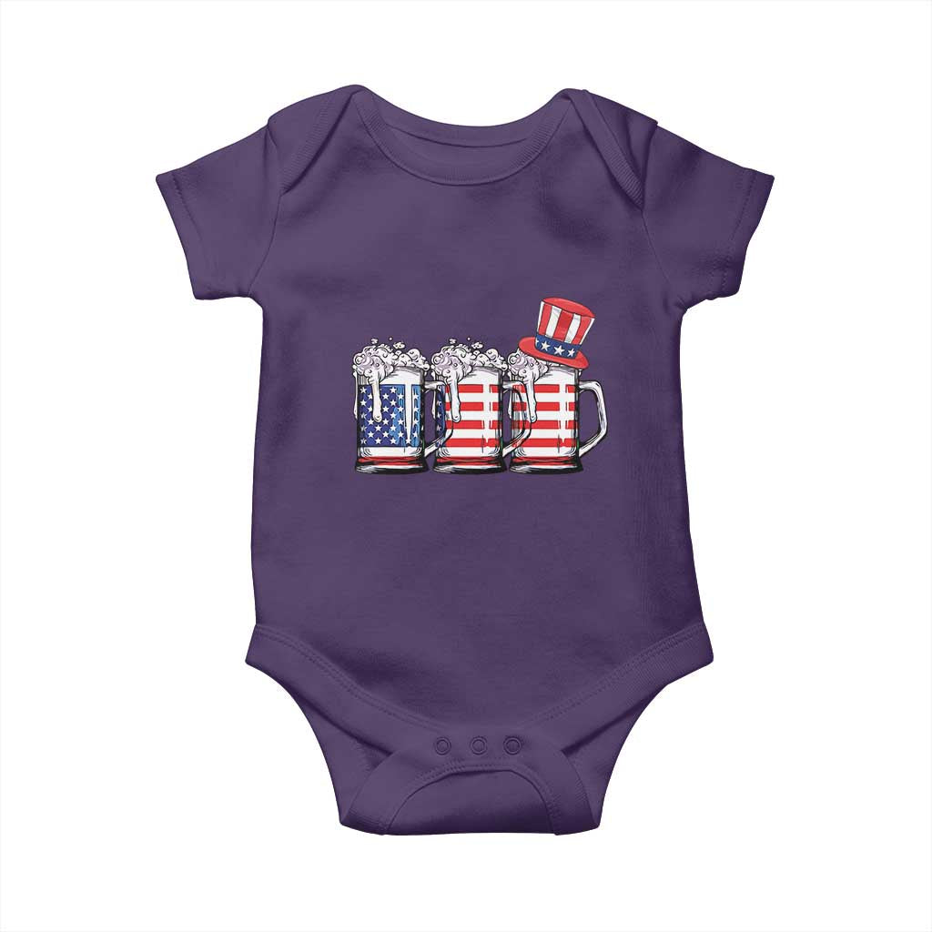 Beer American Flag 4th of July Baby Onesie Merica Drinking USA TS10 Purple Print Your Wear