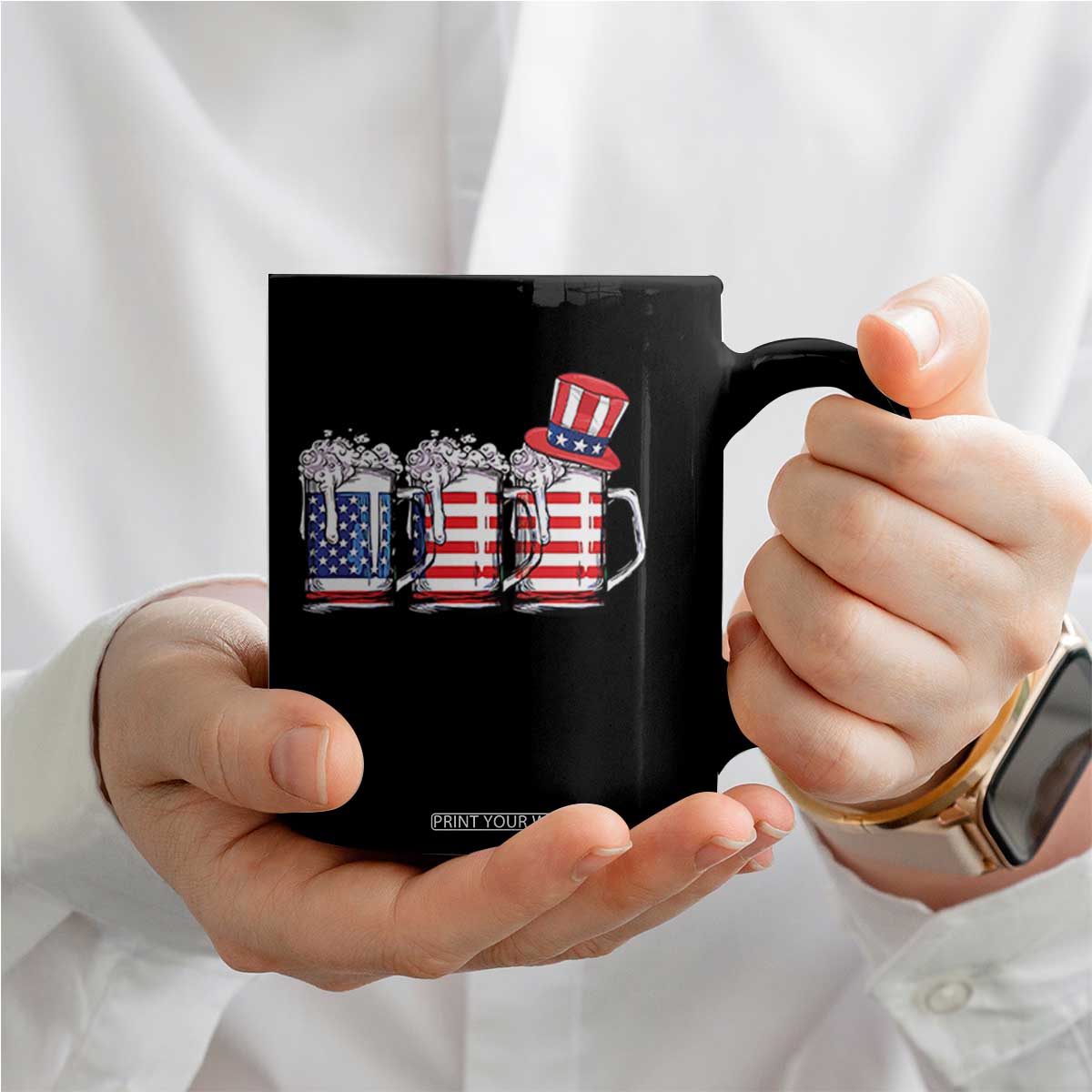 Beer American Flag 4th of July Coffee Mug Merica Drinking USA TS10 Print Your Wear